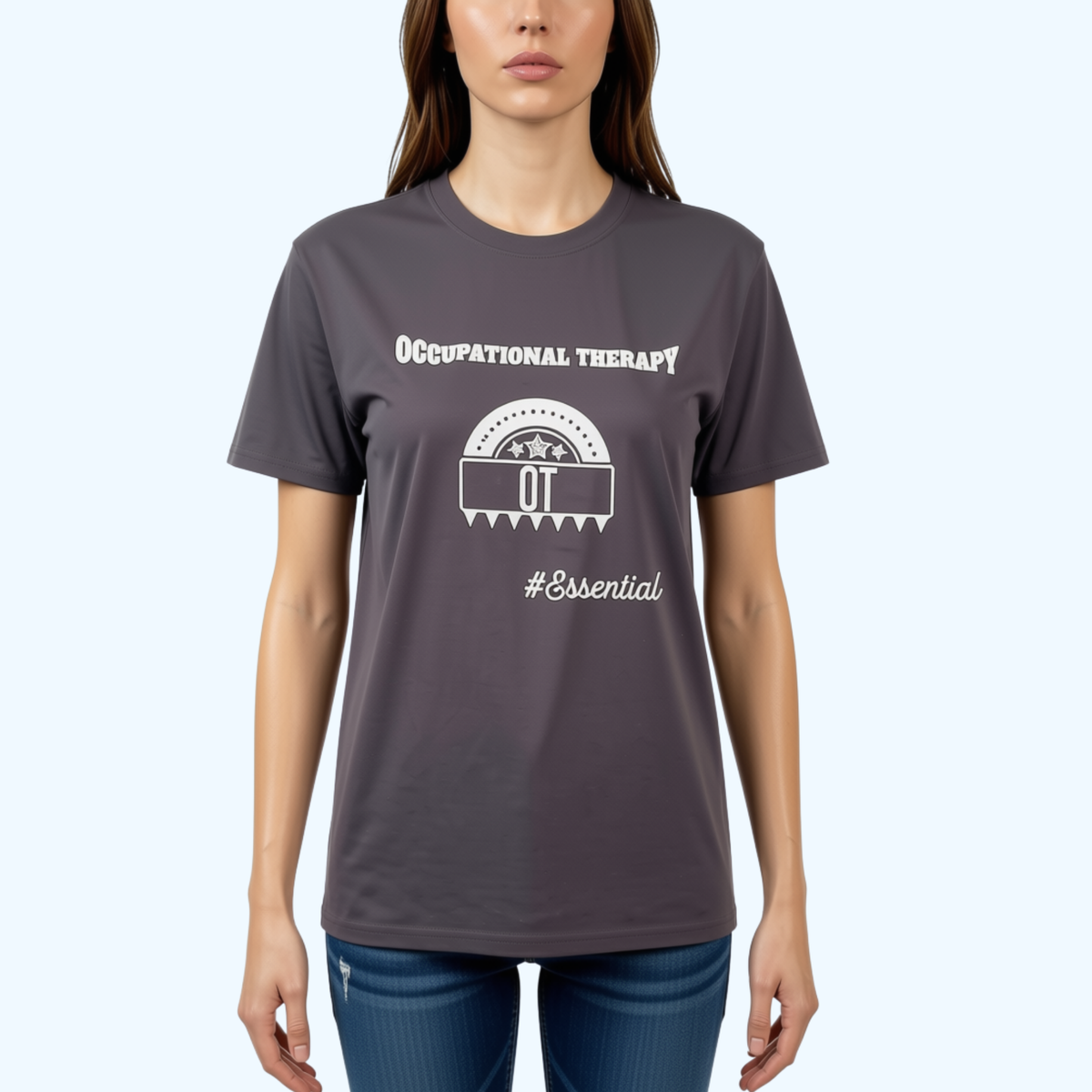 Women’s Occupational Therapy Hanes Essential T-Shirt – Smoke Gray 100% Cotton