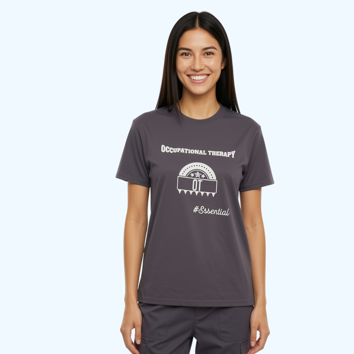 Women’s Occupational Therapy Hanes Essential T-Shirt – Smoke Gray 100% Cotton