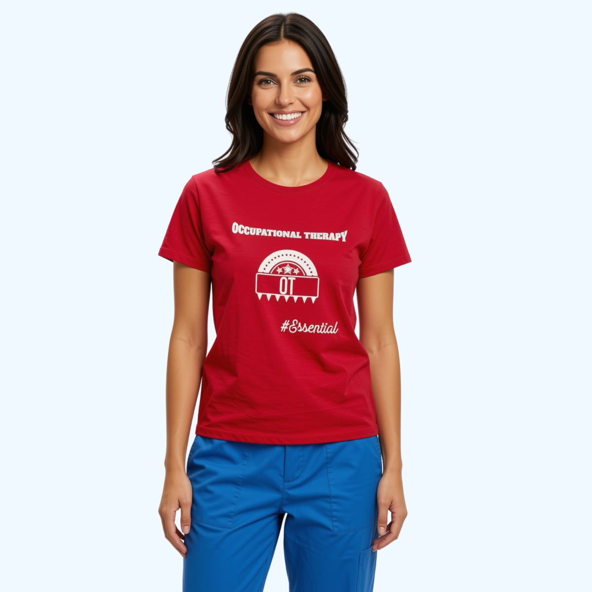 Women’s Occupational Therapy Hanes Essential T-Shirt – Red 100% Cotton