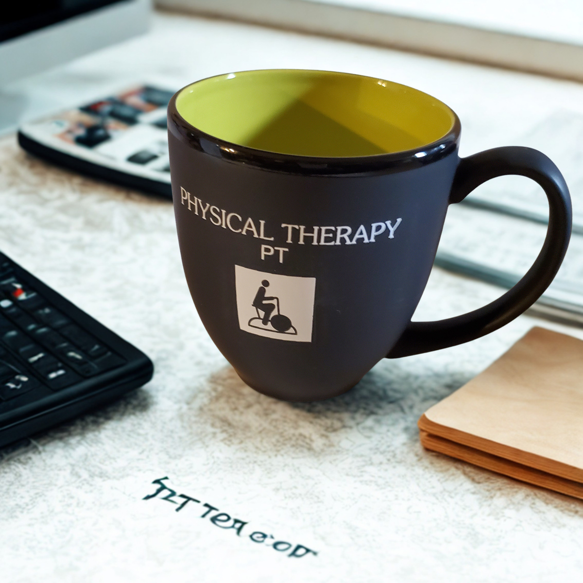 Physical Therapy Hilo Bistro Mug – 15 oz Ceramic Coffee Mug with Colored Interior