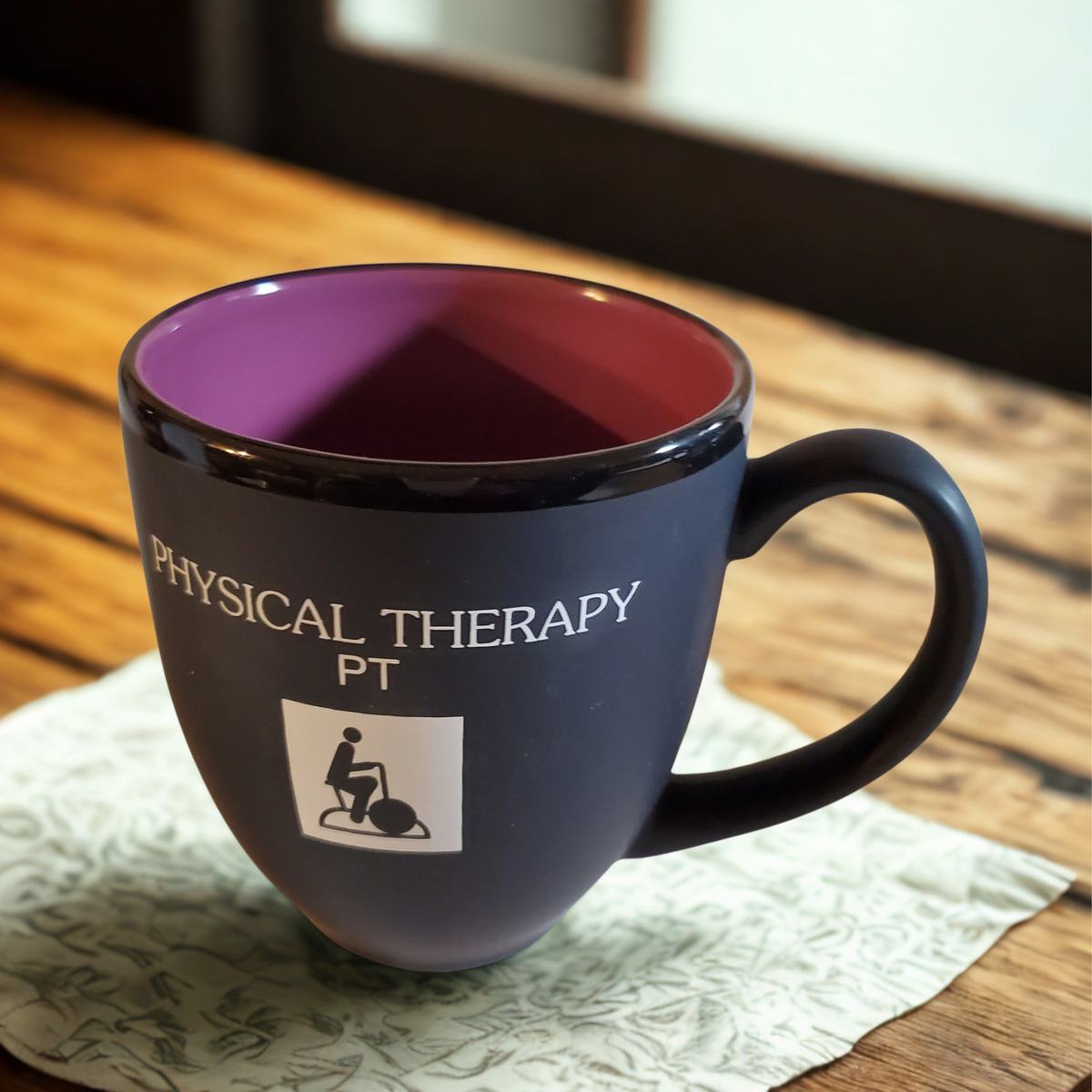 Physical Therapy Hilo Bistro Mug – 15 oz Ceramic Coffee Mug with Colored Interior