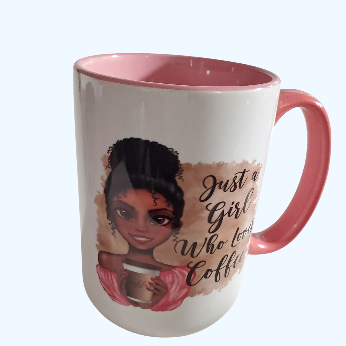 15oz Miami Beveled Ceramic Coffee Mug – Just a Girl Who Loves Coffee – Large Coffee Lover Mug
