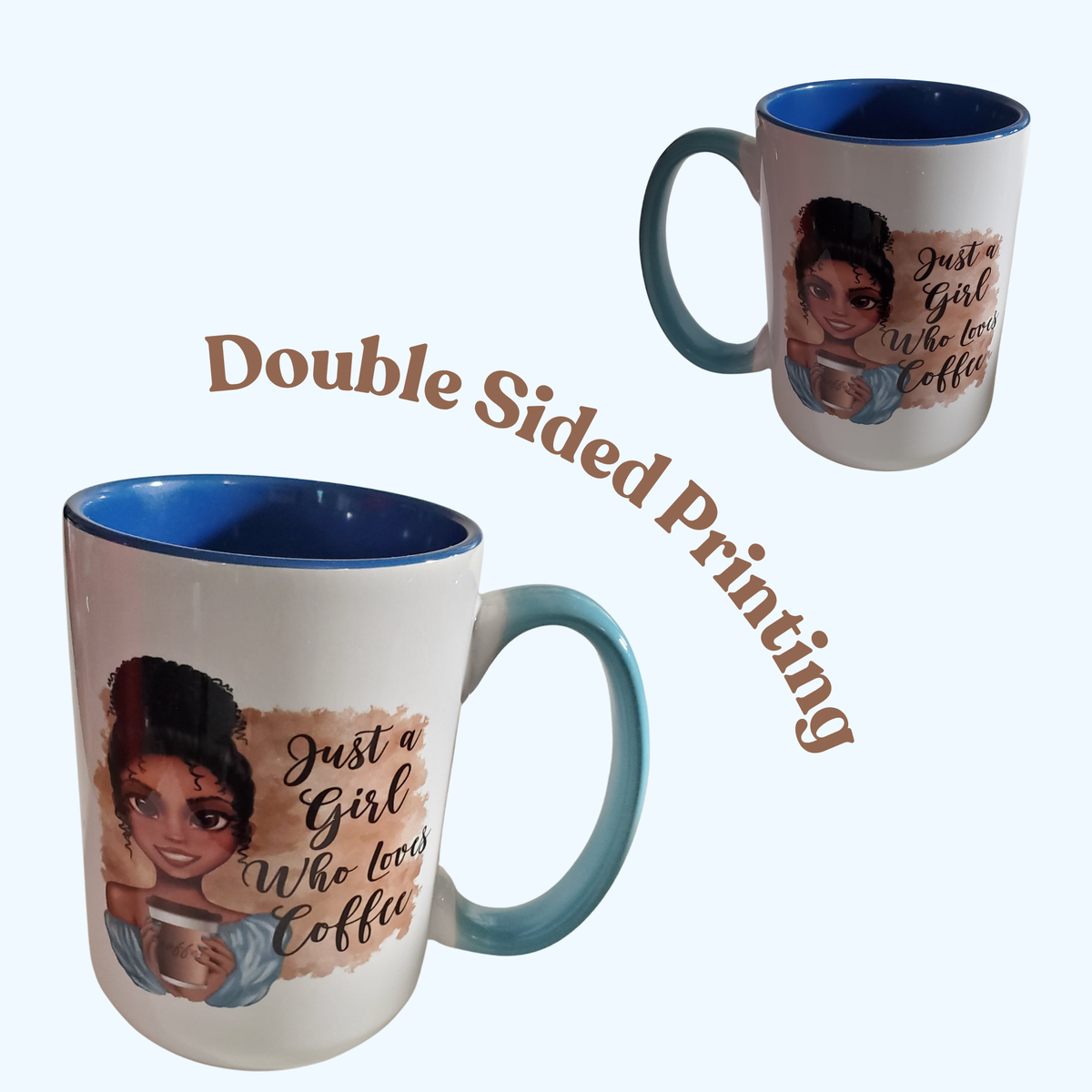 15oz Ocean Beveled Ceramic Coffee Mug – Just a Girl Who Loves Coffee – Coffee Lover Gift