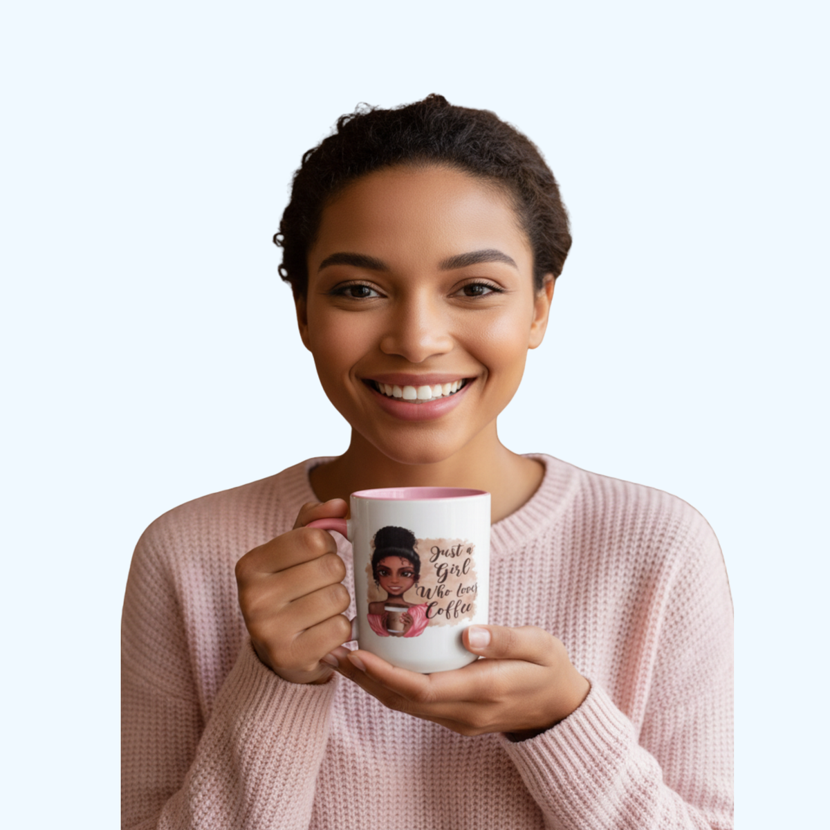15oz Miami Beveled Ceramic Coffee Mug – Just a Girl Who Loves Coffee – Large Coffee Lover Mug
