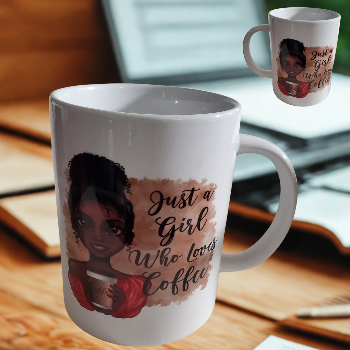 15oz Ceramic Coffee Mug – Just a Girl Who Loves Coffee – Large Coffee Lover Mug