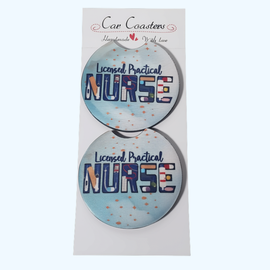 LPN Neoprene Car Coaster | 2.75" Round Absorbent Cup Holder Coaster | Licensed Practical Nurse Gift | Nurse Car Accessory