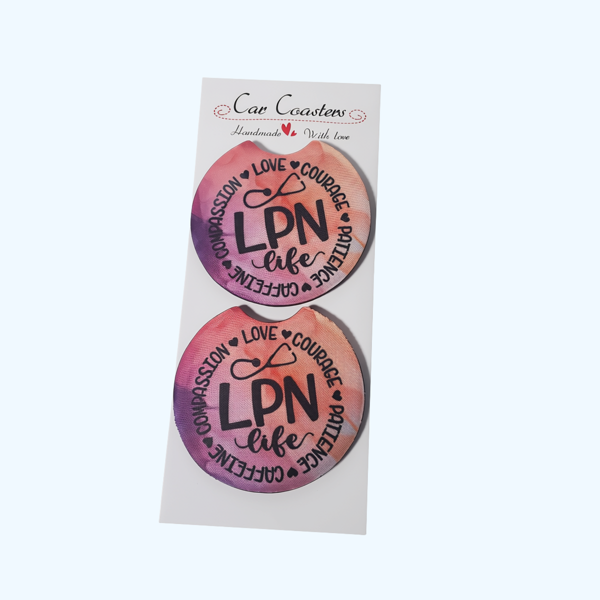 LPN Neoprene Car Coaster | 2.75" Round Absorbent Cup Holder Coaster | Licensed Practical Nurse Gift | Nurse Car Accessory