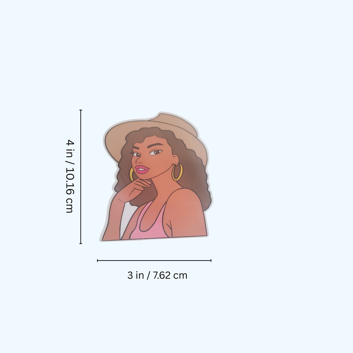 Lady with Hat Sticker with Laminate – Stylish Woman Sticker, Fashion Sticker for Laptops, Water Bottles & Tumblers