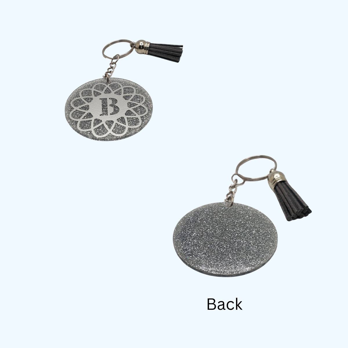 Letter B Acrylic Round Keychain with UV Resin Finish | Personalized Initial Keychain | Cute Bag Charm & Gift