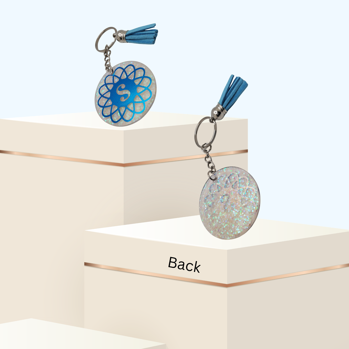 Letter S Acrylic Round Keychain with UV Resin | Personalized Initial Keychain | Handmade Bag Charm