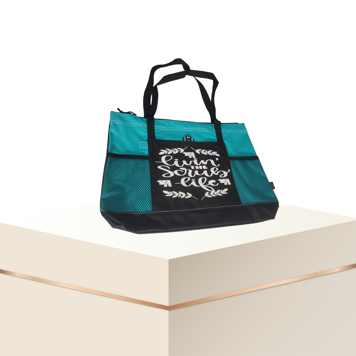 Living the Scrub Life Nurse Zippered Tote Bag – Large 600D Polyester Work Tote | 20" x 14" x 4"