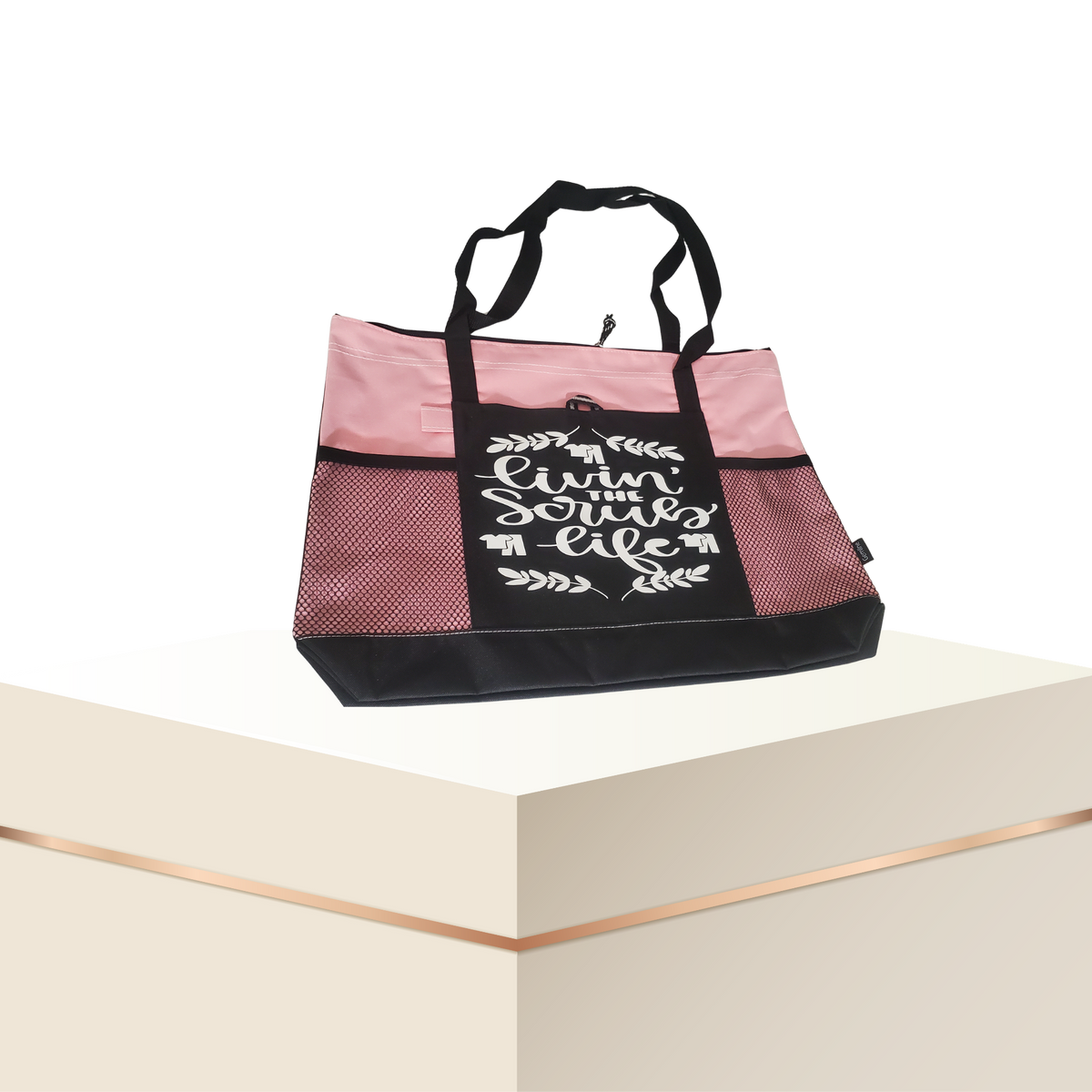 Living the Scrub Life Nurse Zippered Tote Bag – Large 600D Polyester Work Tote | 20" x 14" x 4"