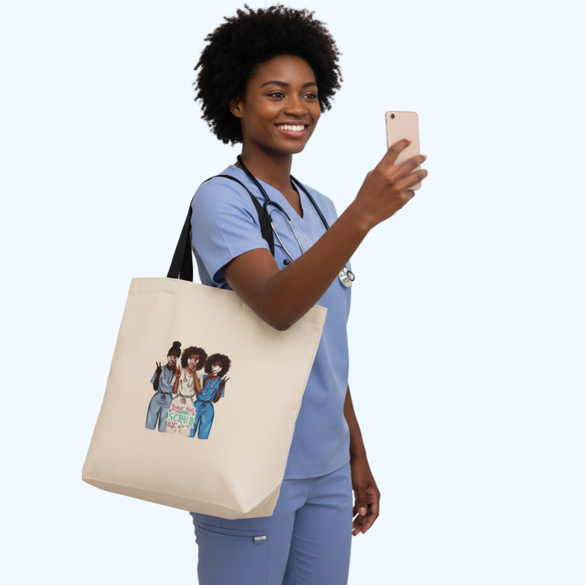 Living the Scrub Life Tote Bag | Nurse Tote Bag | 13.5" x 14" 100% Polyester Reusable Tote