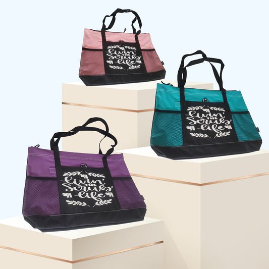 Living the Scrub Life Nurse Zippered Tote Bag – Large 600D Polyester Work Tote | 20" x 14" x 4"