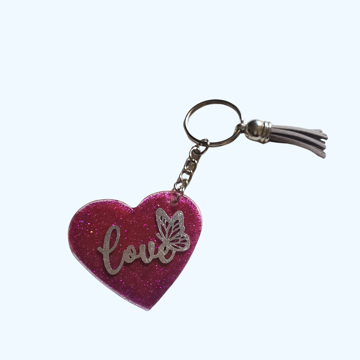 Love with Butterfly Acrylic Keychain with UV Resin Finish | Cute Romantic Gift for Valentine's Day, Anniversary & Everyday