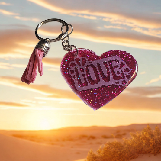 Love Acrylic Keychain with UV Resin Finish | Cute Romantic Gift for Valentine's Day, Anniversary & Everyday