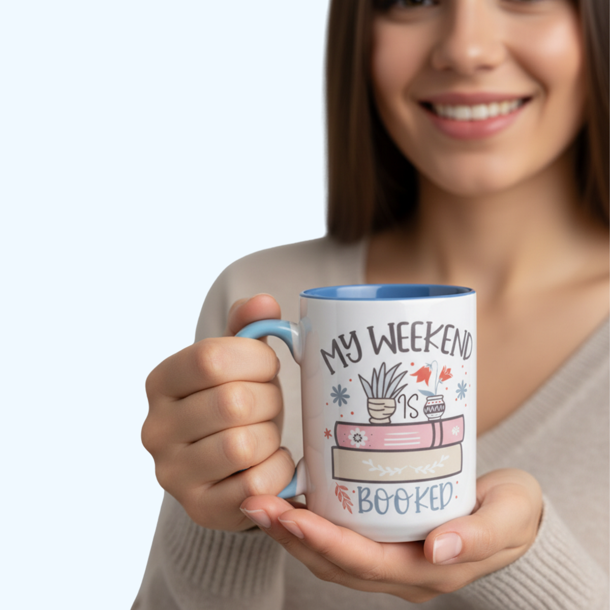 My Weekend Is Booked on Ocean Beveled Ceramic Mug | Beach Lover Coffee Cup