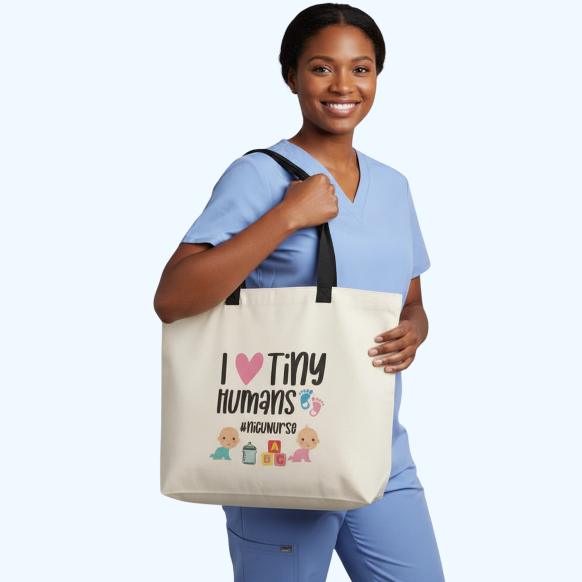 NICU Nurse Tote Bag – 19" x 14" Large Polyester Carryall Gift for Neonatal Intensive Care Nurses