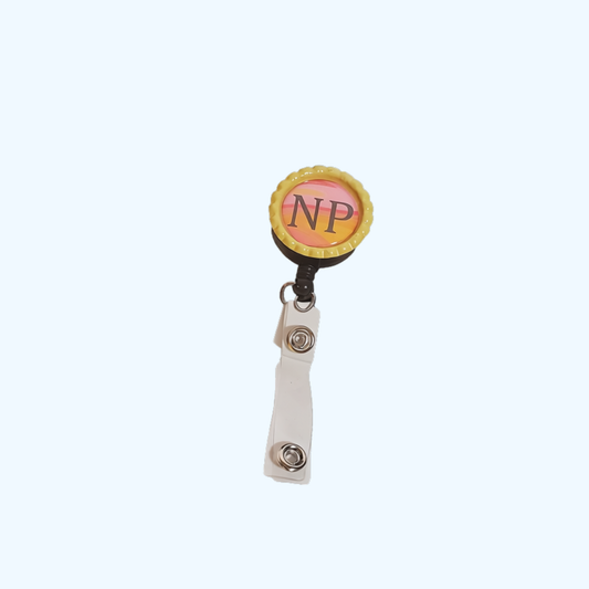 Nurse Practitioner (NP) Badge Reel – Retractable ID Holder with Decorative Flattened Bottle Cap | Gift for NP Nurses