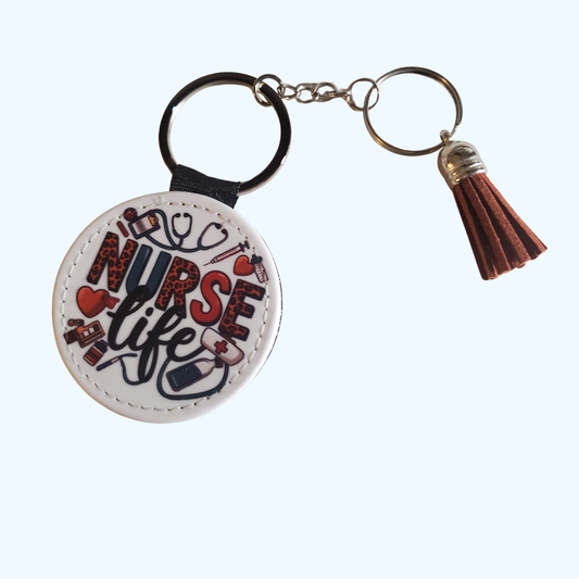 Nurse Life PU Leather Keychain – Nurse Appreciation Gift, RN Keychain, Nursing Student Gift, Thank You Present for Nurses