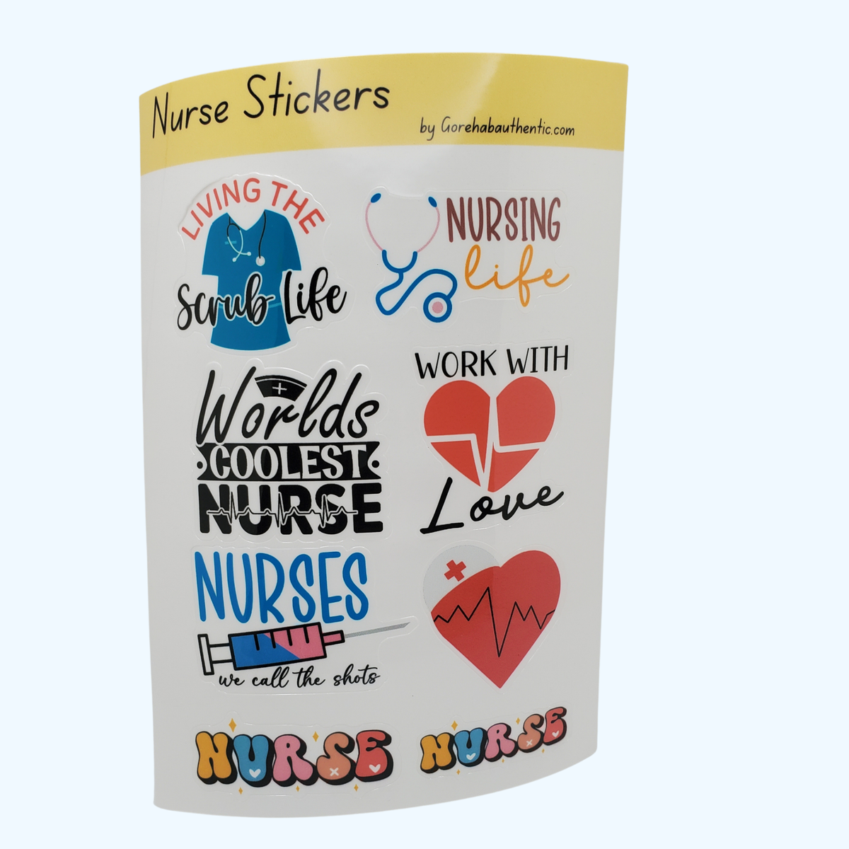 Nurse Sticker Sheet with Laminate – Nursing Stickers for Nurses, RN Students & Healthcare Professionals