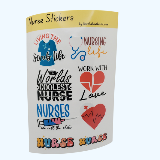 Nurse Sticker Sheet with Laminate – Nursing Stickers for Nurses, RN Students & Healthcare Professionals