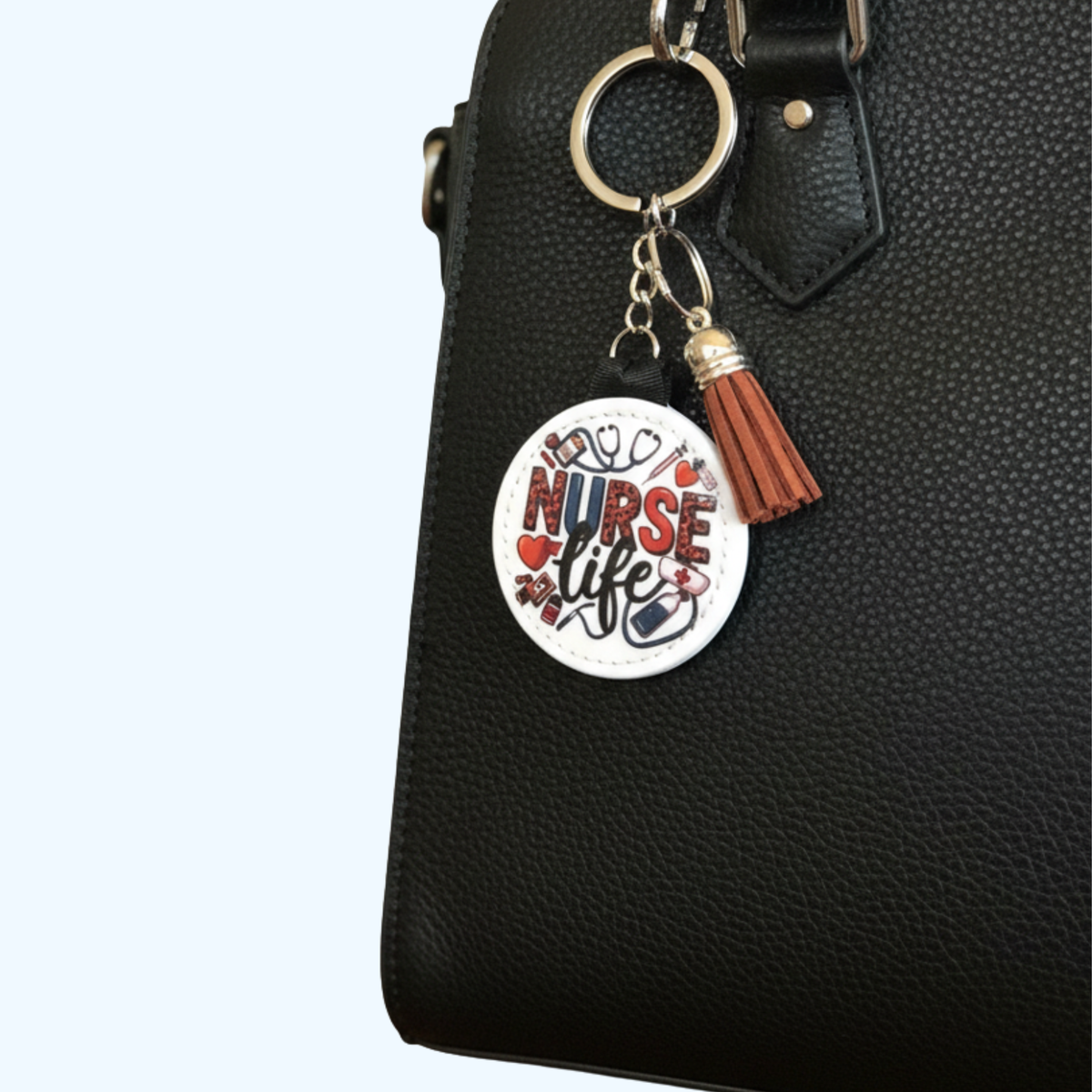 Nurse Life PU Leather Keychain – Nurse Appreciation Gift, RN Keychain, Nursing Student Gift, Thank You Present for Nurses