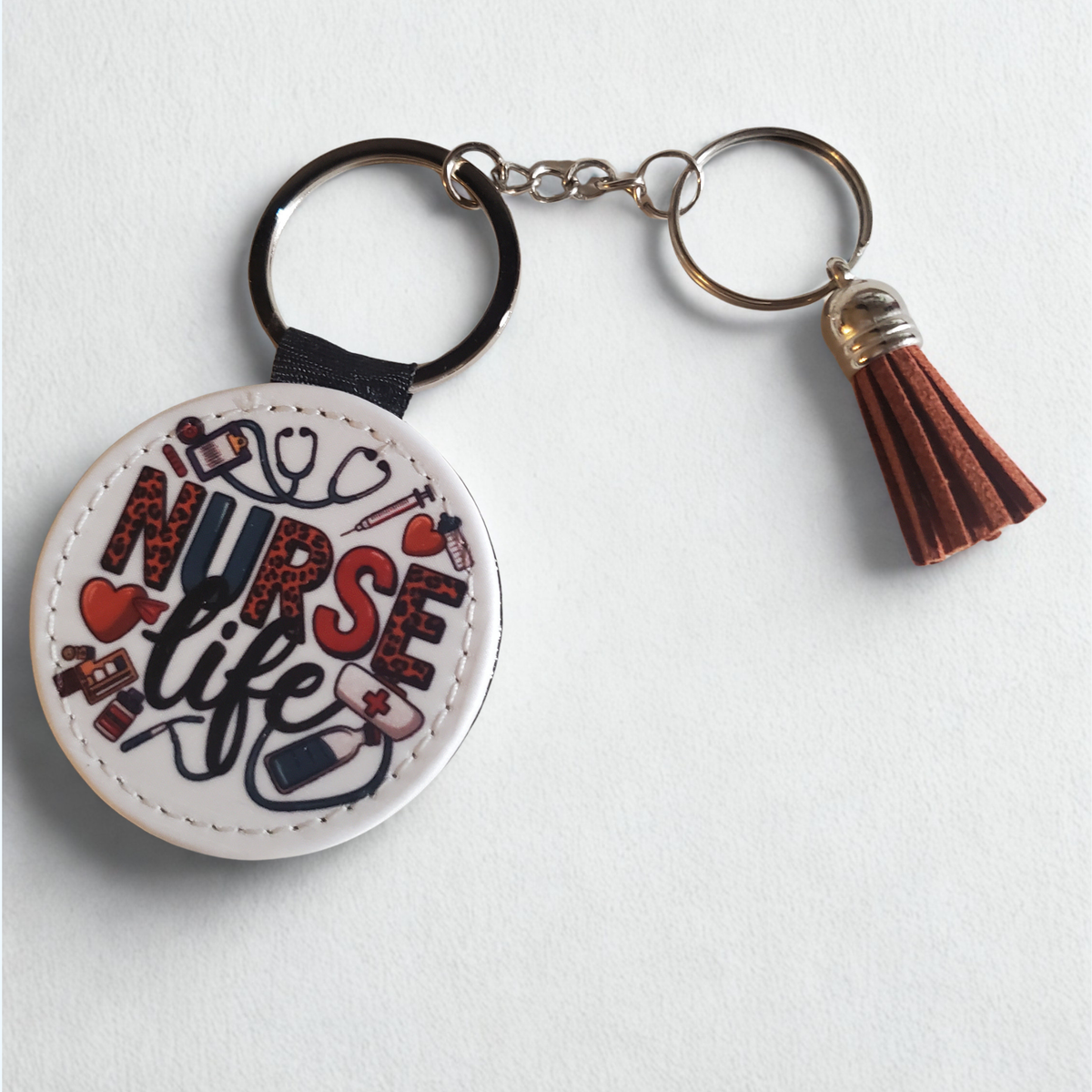 Nurse Life PU Leather Keychain – Nurse Appreciation Gift, RN Keychain, Nursing Student Gift, Thank You Present for Nurses