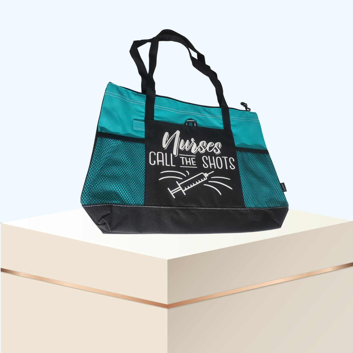 Nurses Call the Shot Zippered Tote Bag – Large 600D Polyester Nurse Work Tote | 20" x 14" x 4"