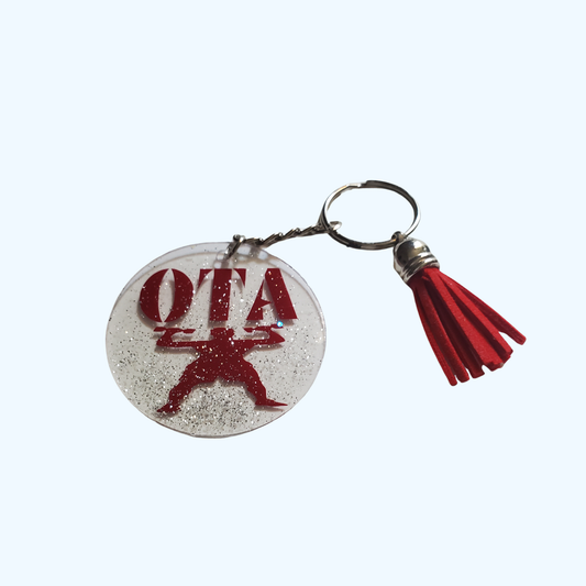 OTA Clear Glitter 2-Inch Round UV Resin Keychain | Handmade Acrylic-Inspired Keychain Charm