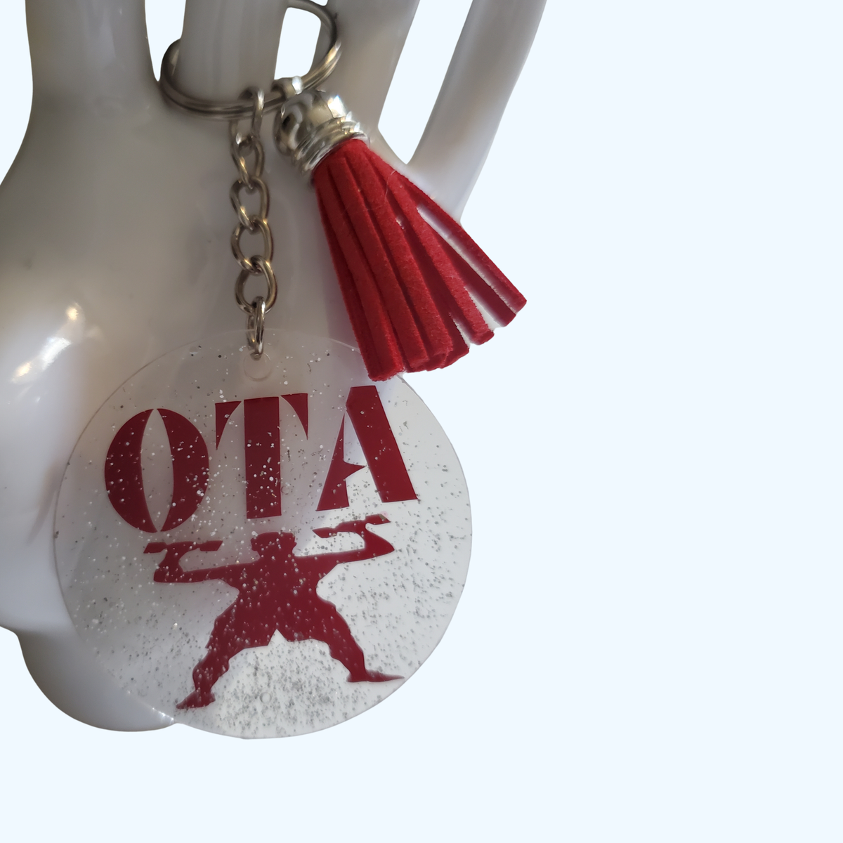 OTA Clear Glitter 2-Inch Round UV Resin Keychain | Handmade Acrylic-Inspired Keychain Charm