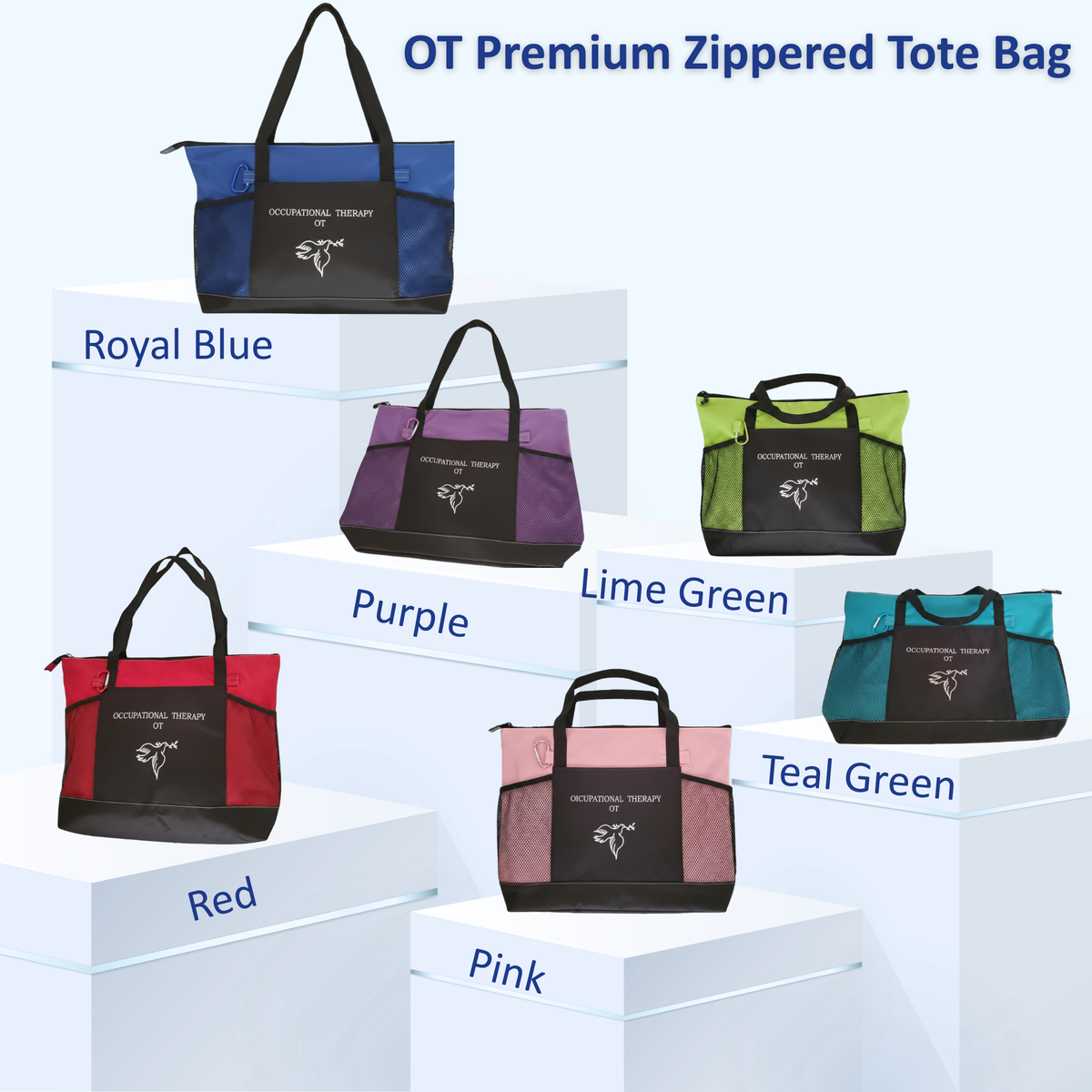 OT Premium Zippered Tote Bag – Large Reusable Canvas Travel & Shopping Tote