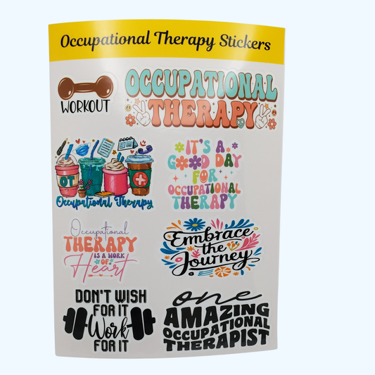 Occupational Therapy Sticker Sheet with Laminate – OT Stickers for Therapists, OT Students & Healthcare Professionals