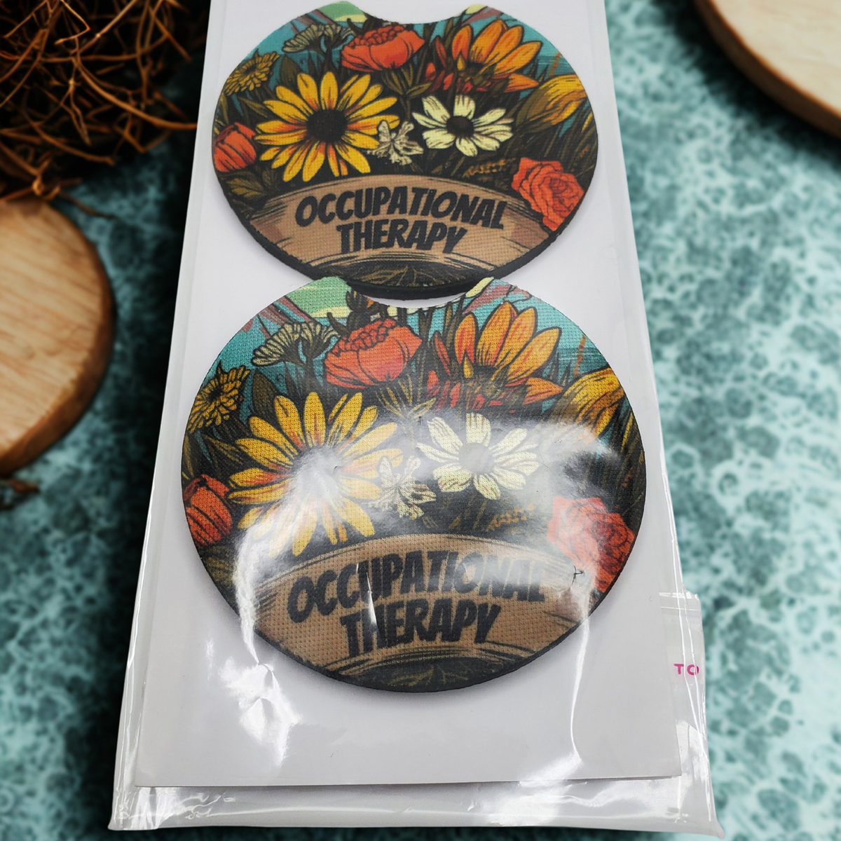 Occupational Therapy Car Coaster – 2.75" Neoprene Absorbent Cup Holder Coaster – Occupational Therapist Gift