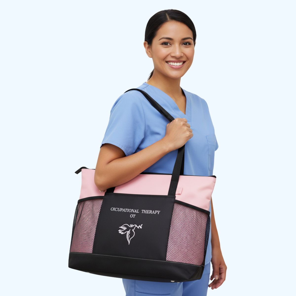 OT Premium Zippered Tote Bag – Large Reusable Canvas Travel & Shopping Tote