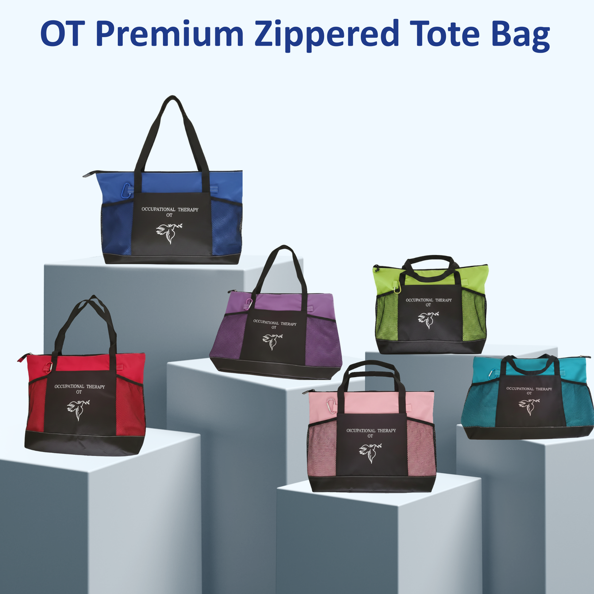 OT Premium Zippered Tote Bag – Large Reusable Canvas Travel & Shopping Tote