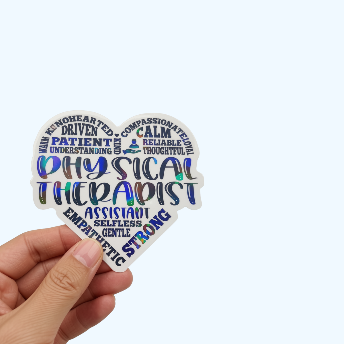 Physical Therapy Assistant Sticker – Heart Shape Sticker with Holographic Laminate, Physical Therapy Gift