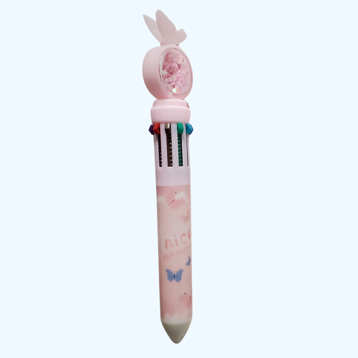 10 Inks Butterfly Pen – 10-Color Retractable Ballpoint Pen | Fun Multicolor Writing Pen for School, Office & Journaling