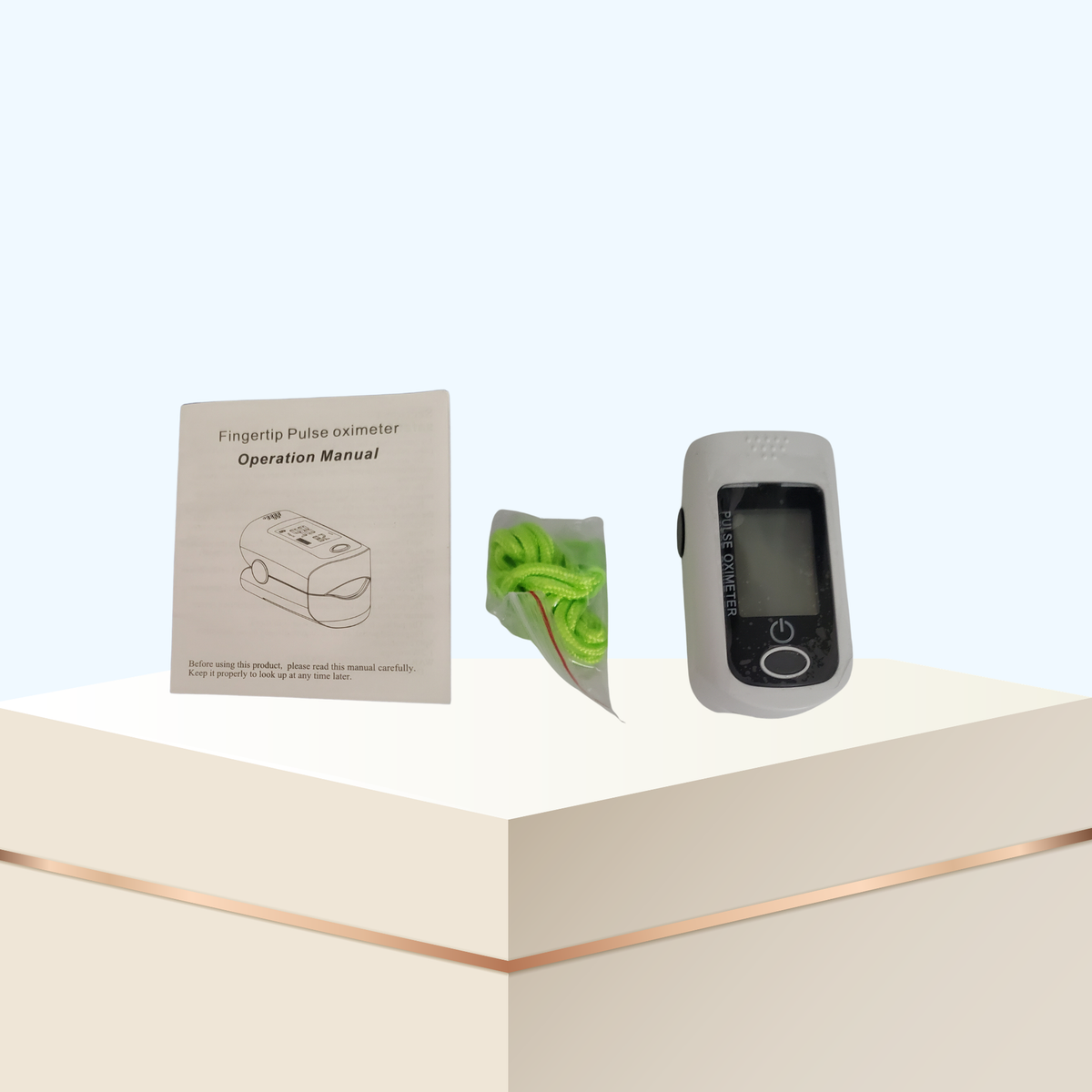 Fingertip Pulse Oximeter – White & Black SpO2 Oxygen Saturation Monitor with Lanyard