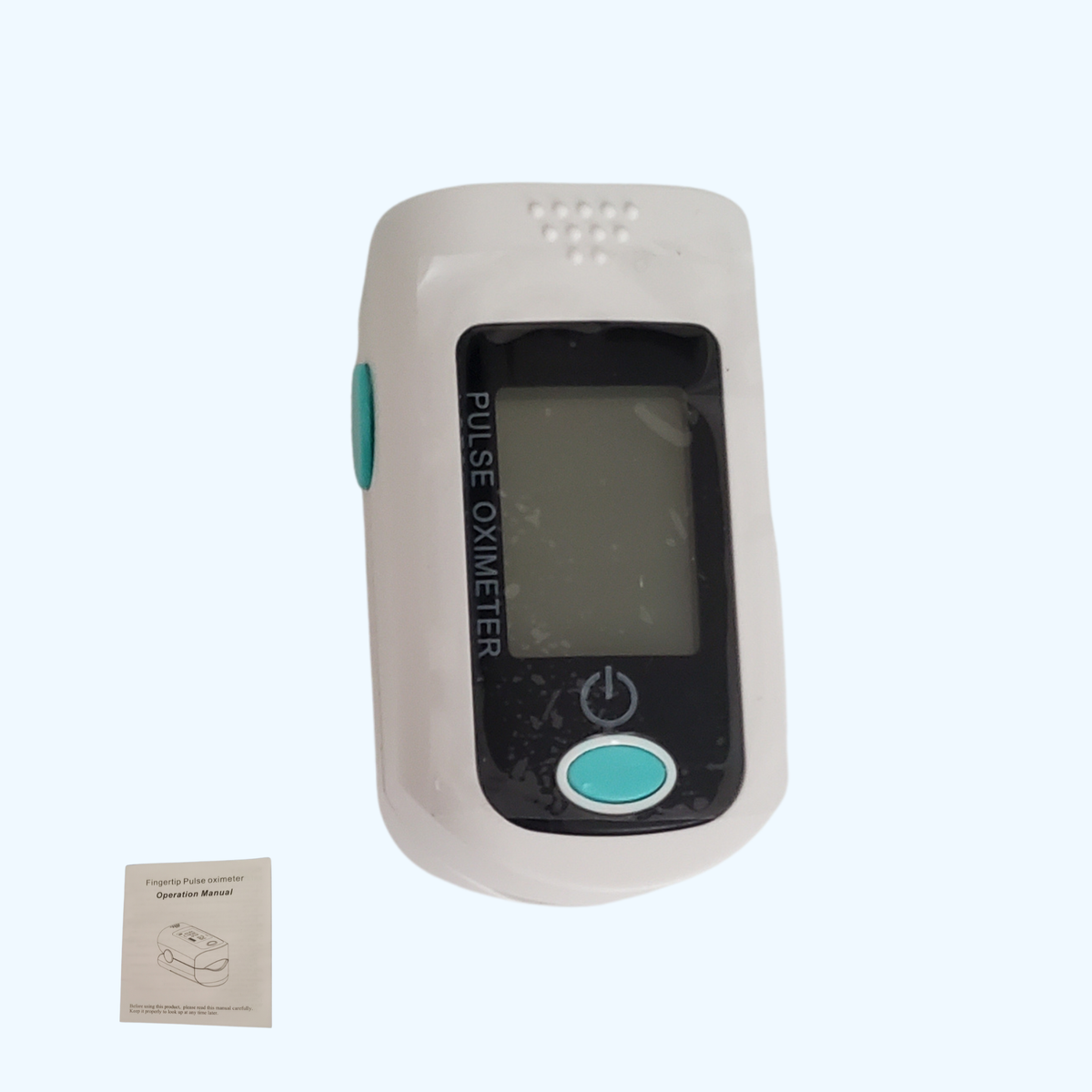Fingertip Pulse Oximeter – White & Blue SpO2 Oxygen Saturation Monitor with Lanyard