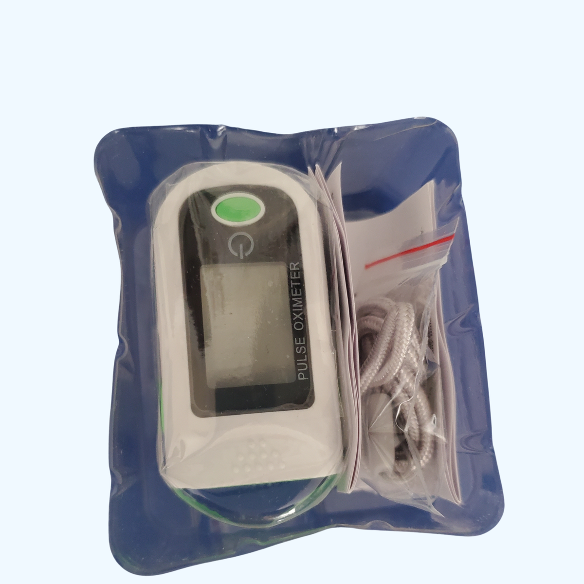 Fingertip Pulse Oximeter – White & Green SpO2 Oxygen Saturation Monitor with Lanyard