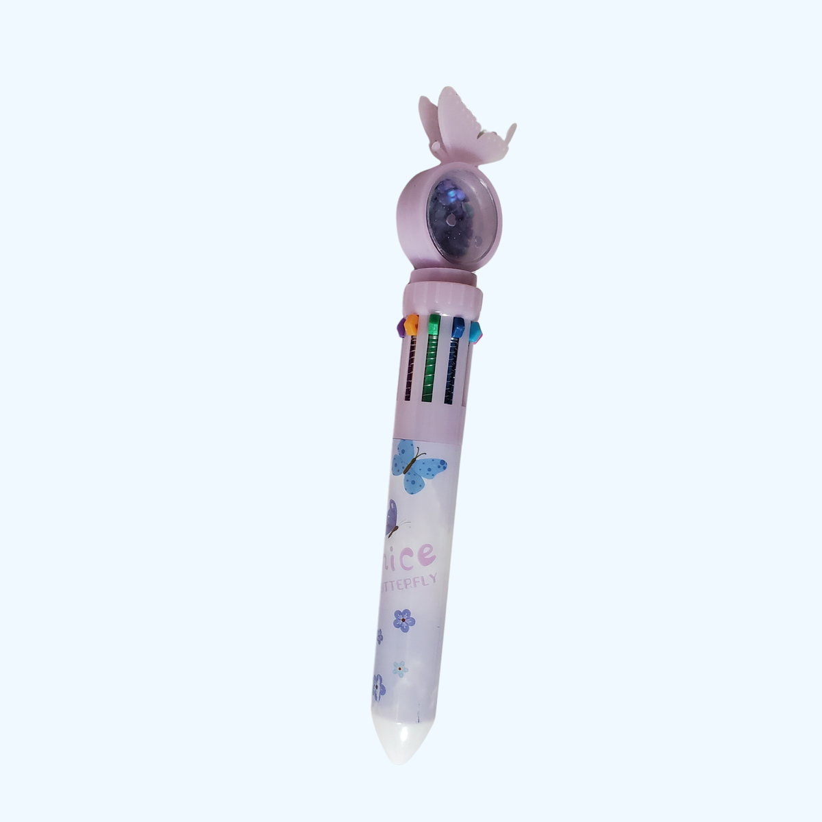 10 Inks Butterfly Pen – 10-Color Retractable Ballpoint Pen | Fun Multicolor Writing Pen for School, Office & Journaling