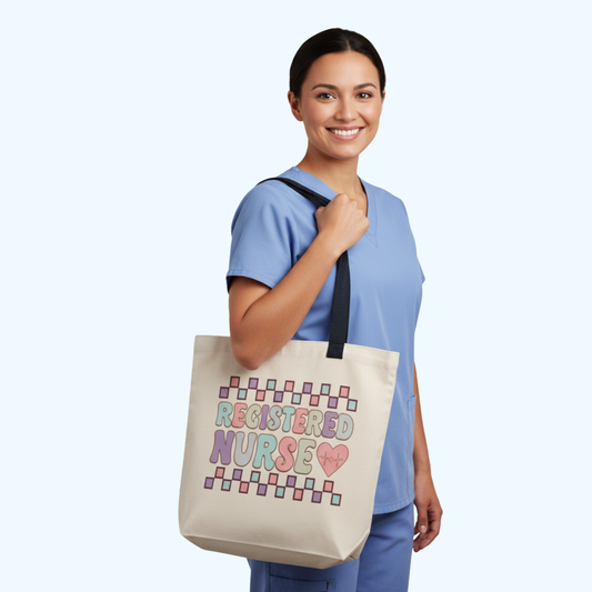 RN Tote Bag 14 x 14 Inch – Registered Nurse Gift Canvas Tote for Work, Nursing School & Everyday Use