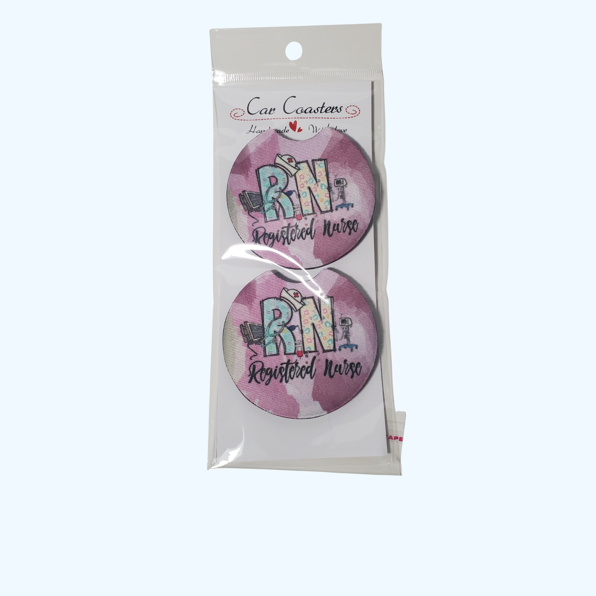 RN Car Coaster – 2.75" Neoprene Registered Nurse Cup Holder Coaster