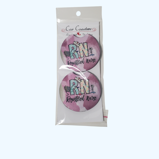 RN Car Coaster – 2.75" Neoprene Registered Nurse Cup Holder Coaster