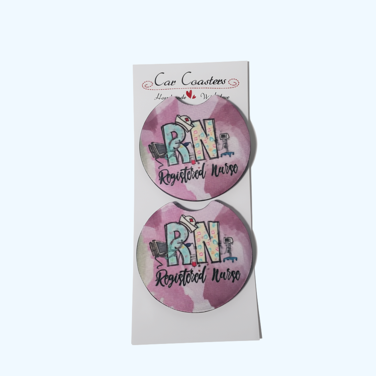 RN Car Coaster – 2.75" Neoprene Registered Nurse Cup Holder Coaster