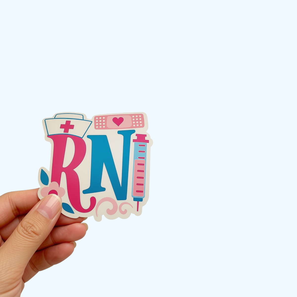 RN Sticker with Laminate – Registered Nurse Sticker, Nursing Gift, Nurse Decal for Water Bottles & Laptops