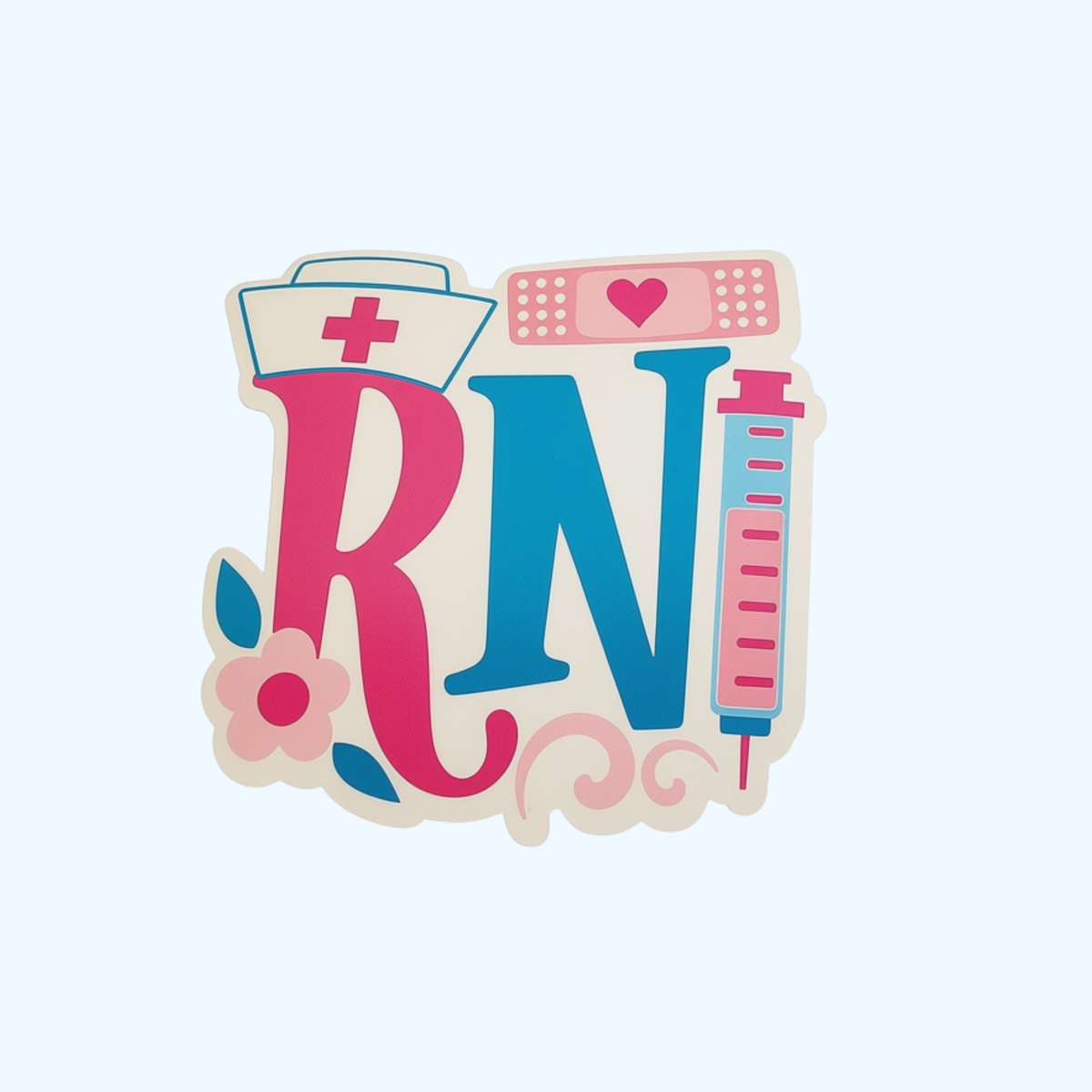 RN Sticker with Laminate – Registered Nurse Sticker, Nursing Gift, Nurse Decal for Water Bottles & Laptops
