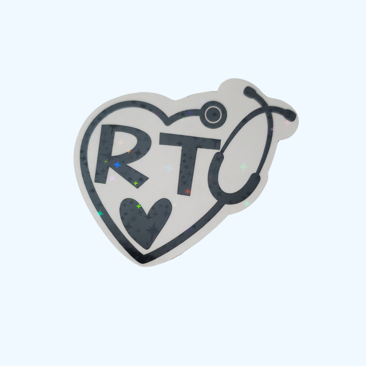 Respiratory Therapist Sticker – Heart Stethoscope Holographic Medical Sticker