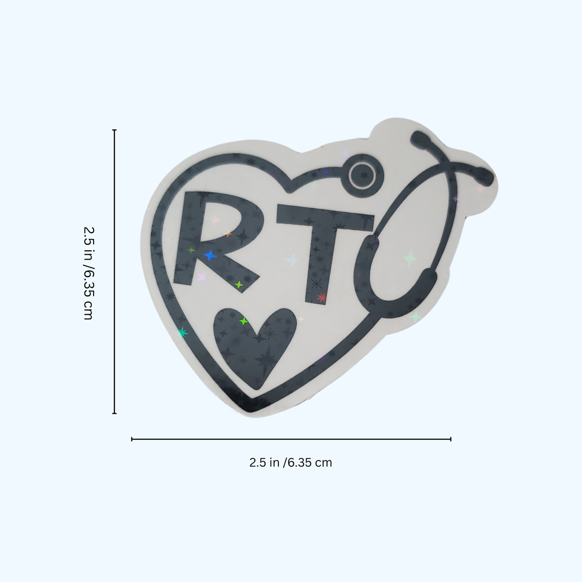 Respiratory Therapist Sticker – Heart Stethoscope Holographic Medical Sticker